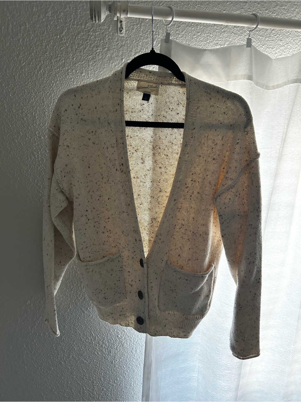 Universal Thread Cream Speckled Button Cardigan